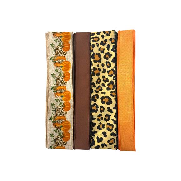 Fall Wreath Kit, Welcome to Our Pumpkin Patch sign Pumpkin Leopard Ribbon Bundle - Picture 3 of 5